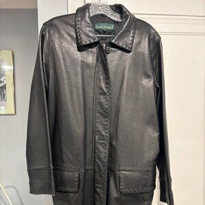Vintage Black 100% Leather Jacket - M Tall